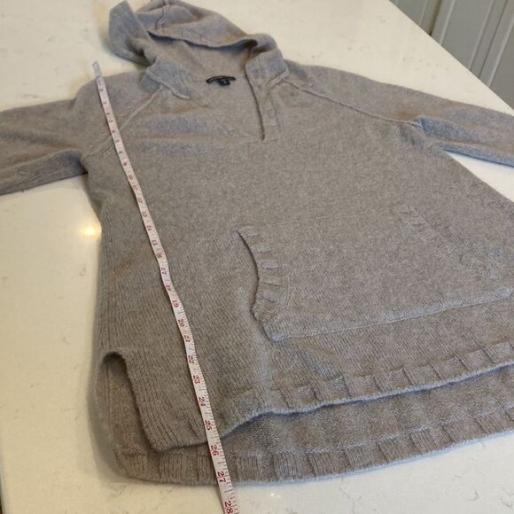 James Perse 100% Cashmere Light Grey V-Neck Kangaroo Front Pocket Hoodie XS - Picture 5 of 8